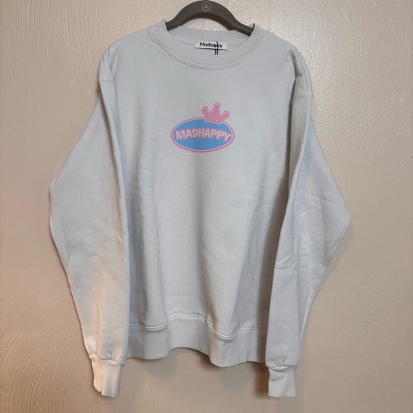 Madhappy Sweaters - NWT Madhappy Graphics 3 Fleece Crewneck 2024 Crown Cream Pink Blue Medium‎